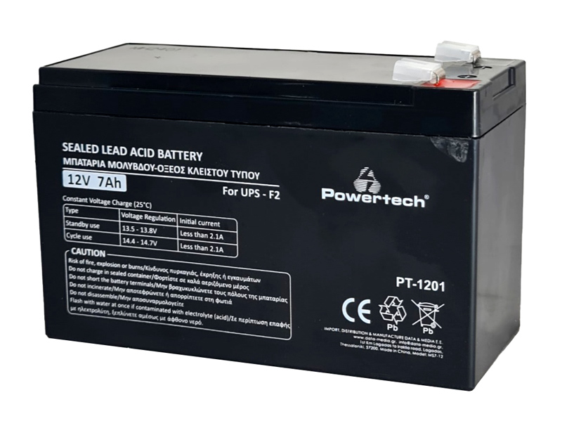 POWERTECH μπαταρία μολύβδου PT-1201 για UPS, 12V 7Ah, F2 - POWERTECH 112714
