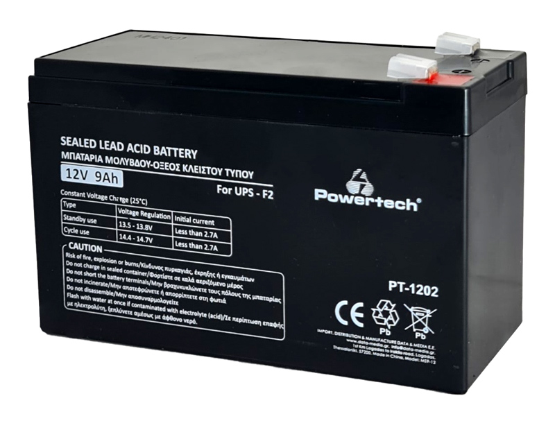 POWERTECH μπαταρία μολύβδου PT-1202 για UPS, 12V 9Ah, F2 - POWERTECH 112715