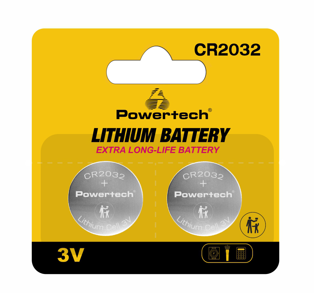 POWERTECH μπαταρίες λιθίου PT-1209, CR2032, 3V, 2τμχ - POWERTECH 112733