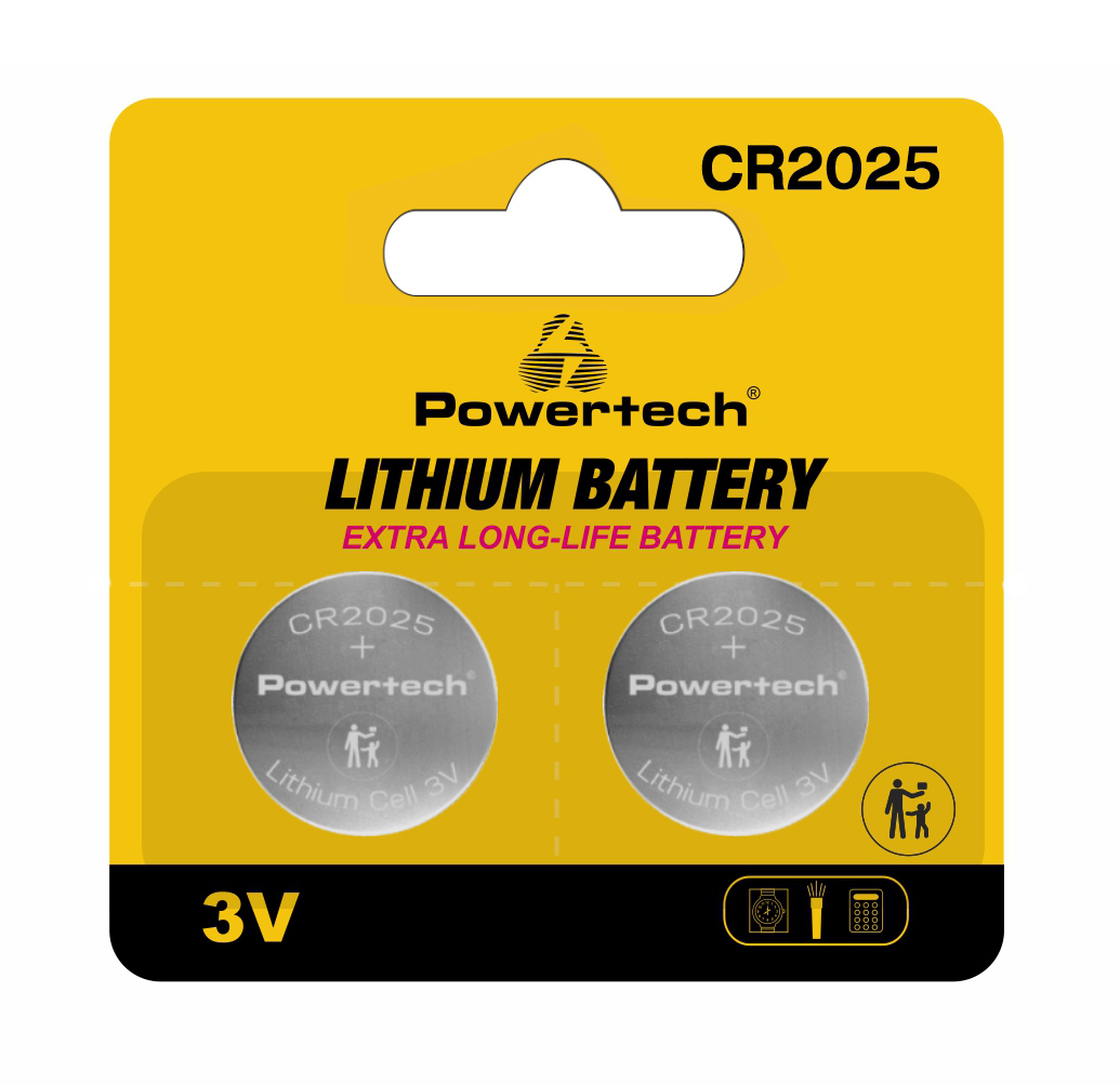 POWERTECH μπαταρίες λιθίου PT-1212, CR2025, 3V, 2τμχ - POWERTECH 112736