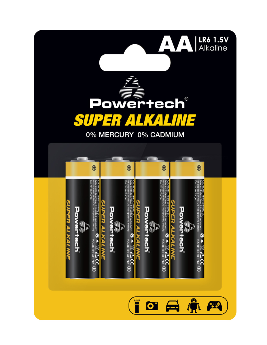 POWERTECH αλκαλικές μπαταρίες Super Alkaline PT-1214, AA, 1.5V, 4τμχ - POWERTECH 112738