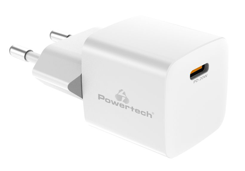 POWERTECH φορτιστής τοίχου PT-1223, USB-C, 20W, λευκός - POWERTECH 112760