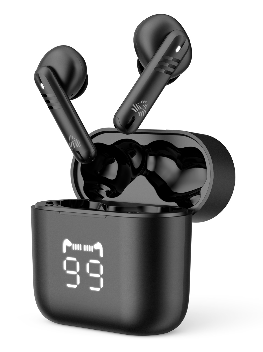 POWERTECH earphones με θήκη φόρτισης PT-1227, TWS, ENC, 30/480mAh, μαύρα - POWERTECH 112821