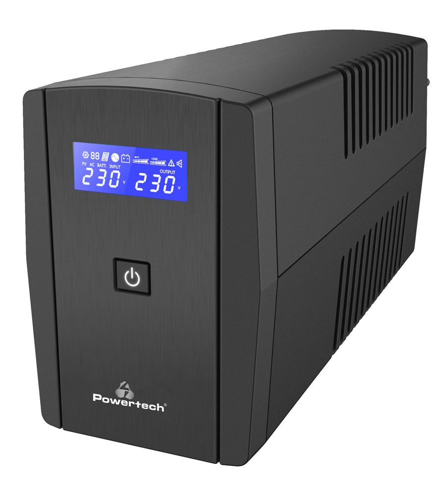 POWERTECH UPS Line Interactive PT-1296 με οθόνη, 1100VA, 660W, 2x Schuko - POWERTECH 114829