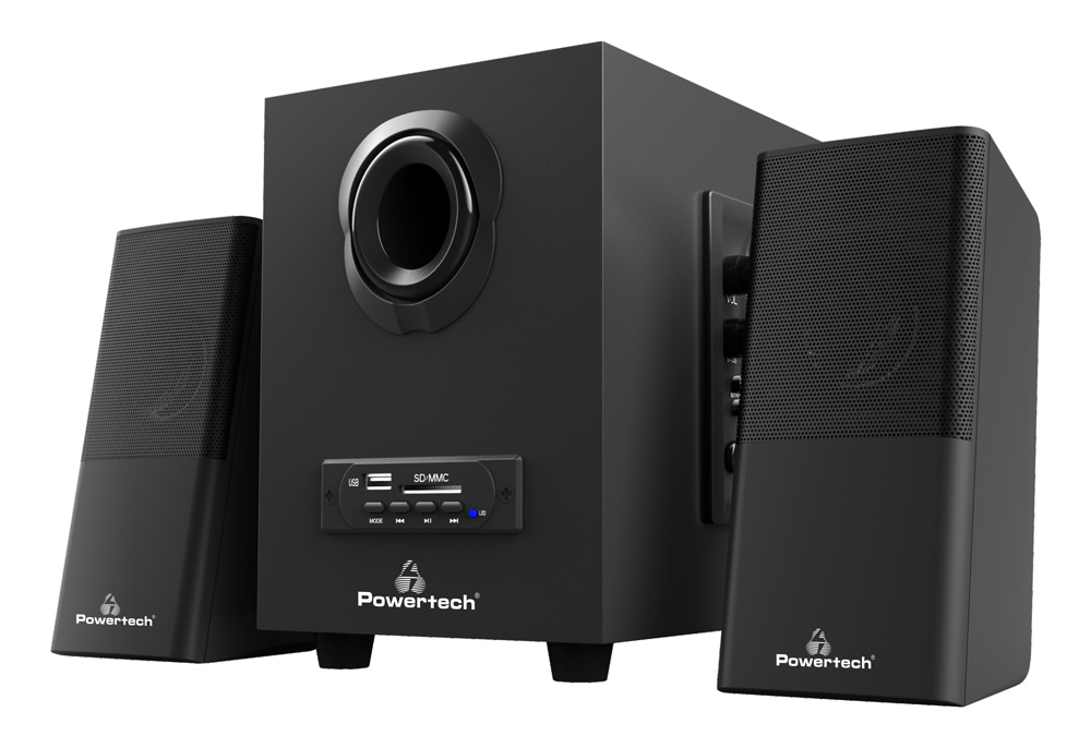 POWERTECH ηχεία Premium sound PT-846, 16W, USB/SD/FM/BT, remote, μαύρα - POWERTECH 80266