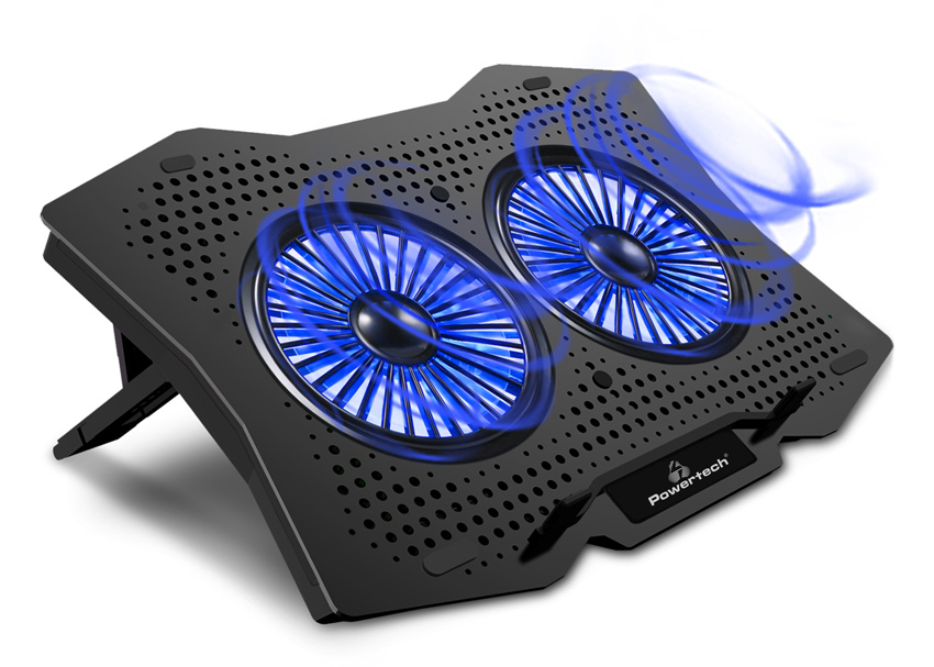 POWERTECH Βάση & ψύξη laptop PT-929, έως 18", 2x 110mm fan, LED, μαύρο - POWERTECH 82951