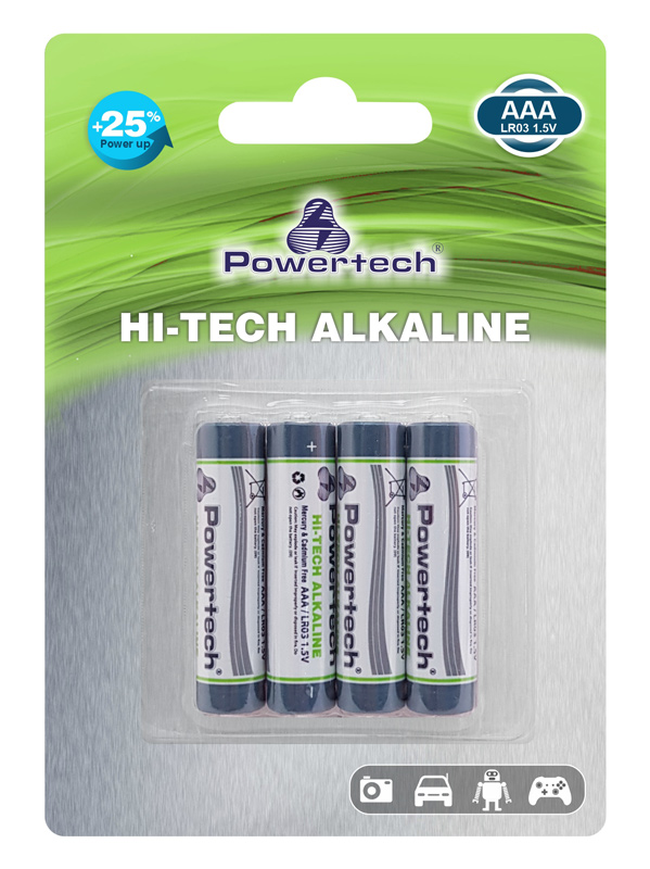 POWERTECH Hi-Tech Αλκαλικές μπαταρίες PT-944, AAA LR03 1.5V, 4τμχ - POWERTECH 83020