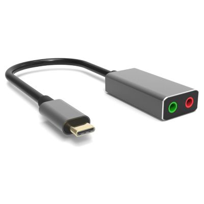 POWERTECH USB Type-C κάρτα ήχου PTH-045, 2x 3.5mm, γκρι - POWERTECH 83225