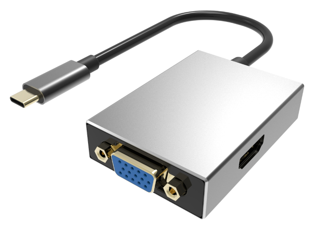 POWERTECH αντάπτορας USB-C σε HDMI/VGA/USB PTH-050, 4K, 5Gbps, γκρι - POWERTECH 83230