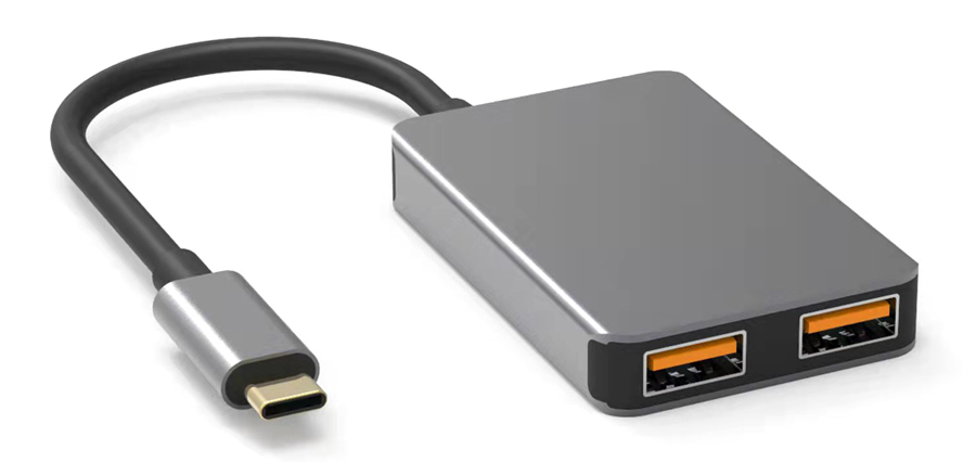 POWERTECH USB hub PTH-102, 4x θυρών, 10Gbps, USB-C σύνδεση, γκρι - POWERTECH 106718