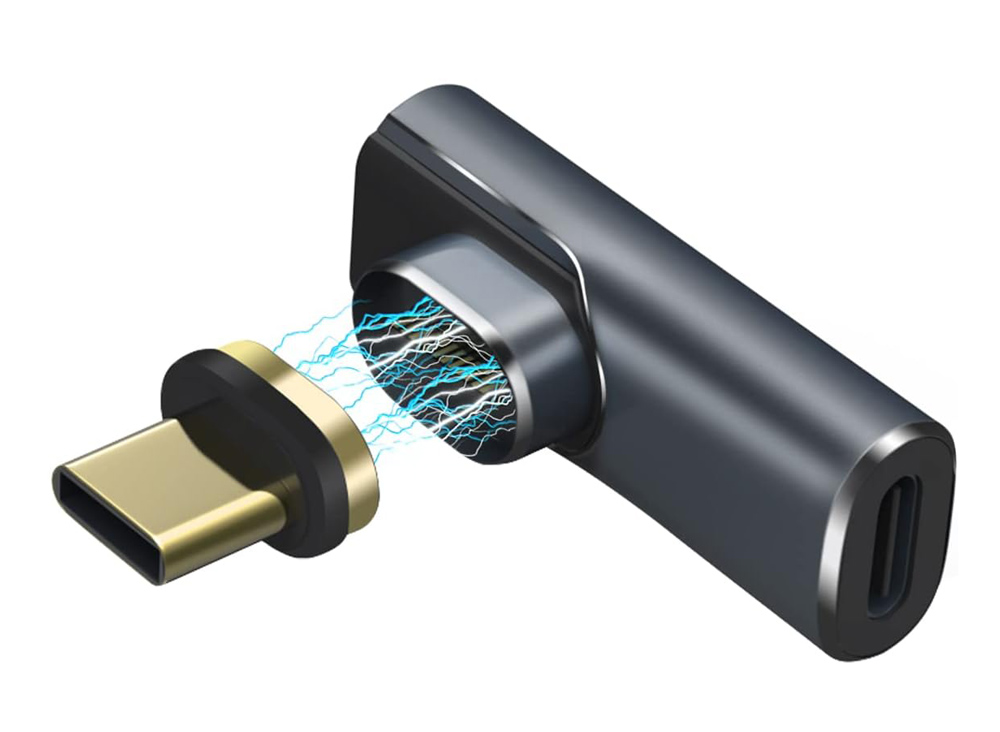 POWERTECH αντάπτορας USB-C PTH-108, μαγνητικός, 100W, 40Gbps, γκρι - POWERTECH 109737