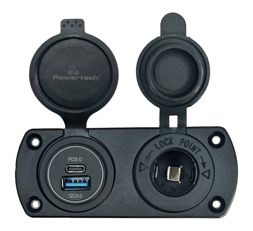 POWERTECH πρίζα 12V για σκάφη & οχήματα PTL-001, USB/USB-C θύρες, IP65 - POWERTECH 113192