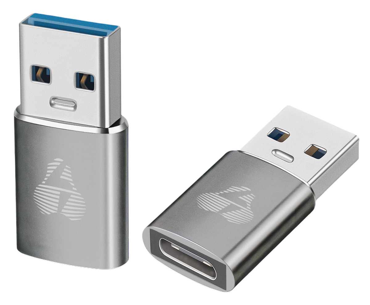 POWERTECH αντάπτορας USB 3.0 σε USB-C PTR-0147, 10 Gbps, 60W, γκρι - POWERTECH 108784