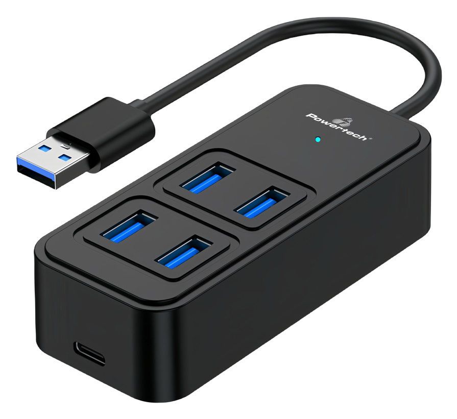 POWERTECH USB hub PTR-0153, 4x θυρών, 5 Gbps, USB σύνδεση, μαύρο - POWERTECH 108790