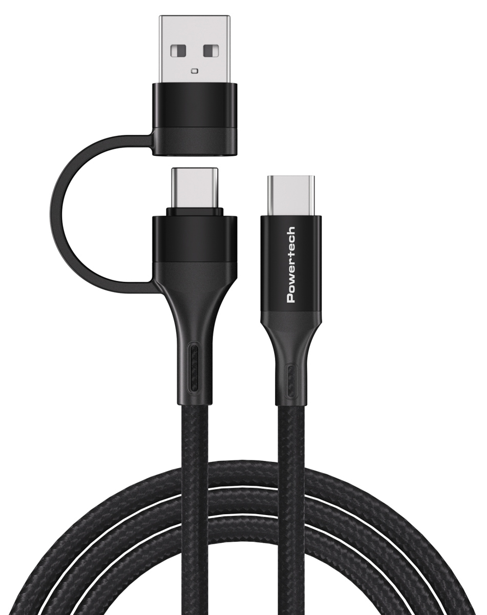 POWERTECH καλώδιο USB & USB-C σε USB-C PTR-0158, PD 60W, copper, 1.5m, μαύρο - POWERTECH 108795