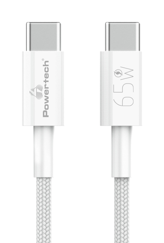 POWERTECH καλώδιο USB-C PTR-0181, 65W, 480Mbps, 1m, λευκό - POWERTECH 112105