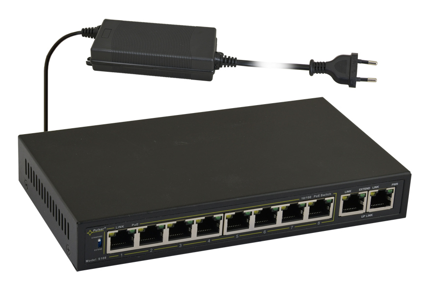 PULSAR PoE Ethernet Switch S108-90W, 10x ports 10/100Mb/s - PULSAR 87165