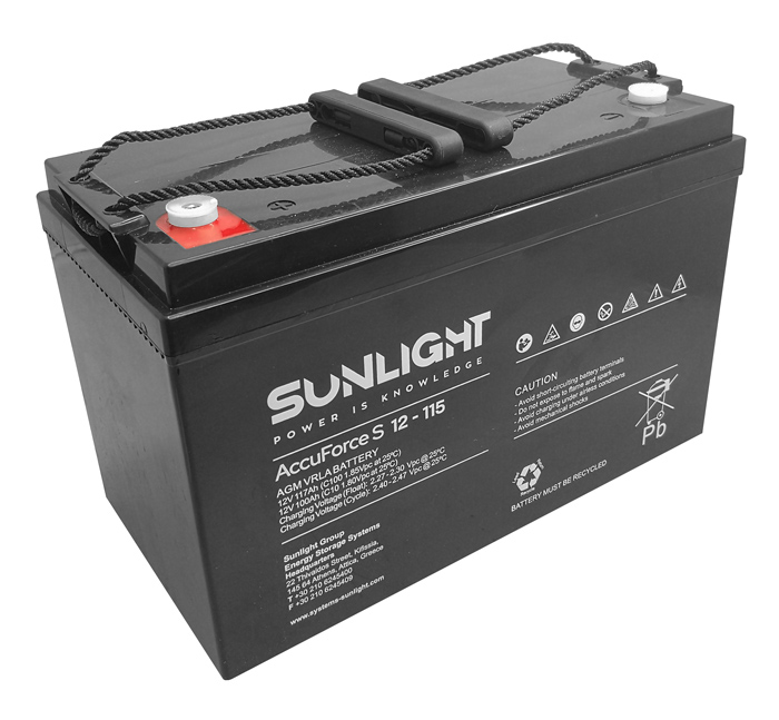 SUNLIGHT μπαταρία μολύβδου AccuForce S S12-115, 12V 115Ah - SUNLIGHT 104806