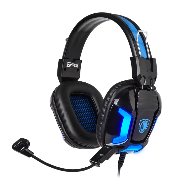 SADES Gaming Headset Element SA-702-BL, blue LED, 3.5mm, 40mm ακουστικά - SADES 74136