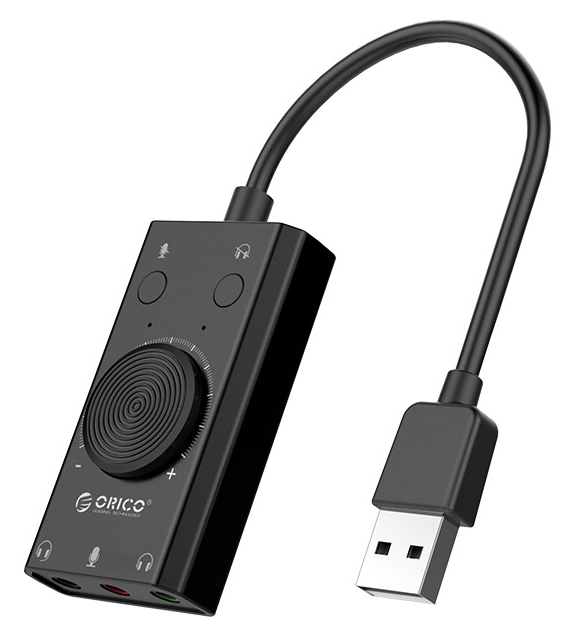 ORICO USB κάρτα ήχου SC2, USB 2.0, 3x 3.5mm, volume control, μαύρο - ORICO 38097