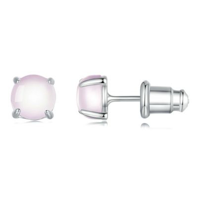 BAMOER σκουλαρίκια καρφωτά SCE1529-2 με φεγγαρόπετρα, ασήμι 925, ροζ - BAMOER 112320