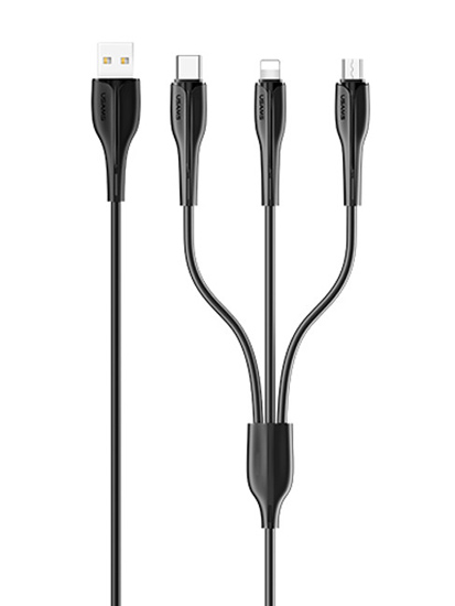 USAMS καλώδιο USB σε USB-C/Lightning/Micro USB US-SJ374, 10W, 1m, μαύρο - USAMS 108012
