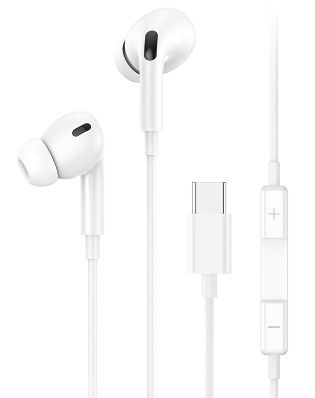 USAMS earphones με μικρόφωνο EP-41, USB Type-C, 10mm, 1.2m, λευκά - USAMS 80819