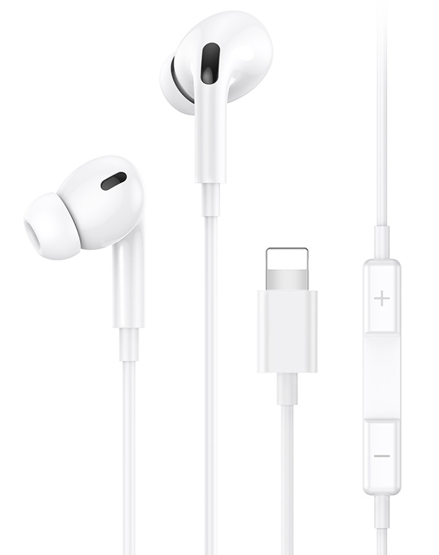 USAMS earphones με μικρόφωνο EP-41, Lightning, Φ10mm, 1.2m, λευκά - USAMS 80820