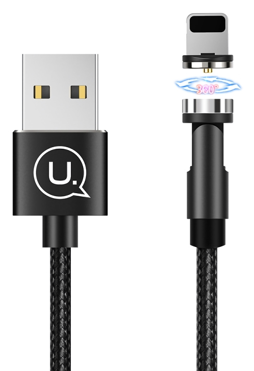 USAMS καλώδιο USB σε lightning US-SJ472, μαγνητικό, 10.5W, 1m, μαύρο - USAMS 80834