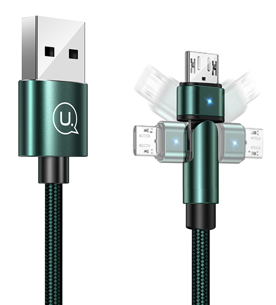 USAMS καλώδιο Micro USB σε USB SJ478, περιστρεφόμενο, 10W, 1m, πράσινο - USAMS 100529
