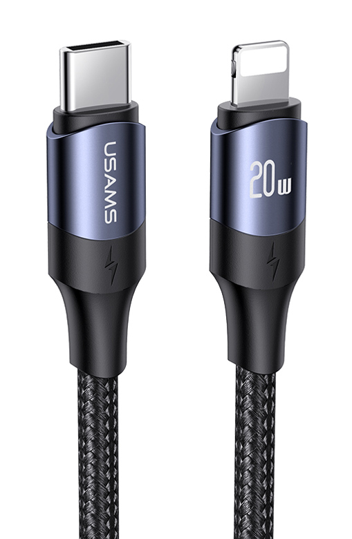 USAMS καλώδιο Lightning σε USB-C US-SJ521, 20W PD, 1.2m, μαύρο - USAMS 104649