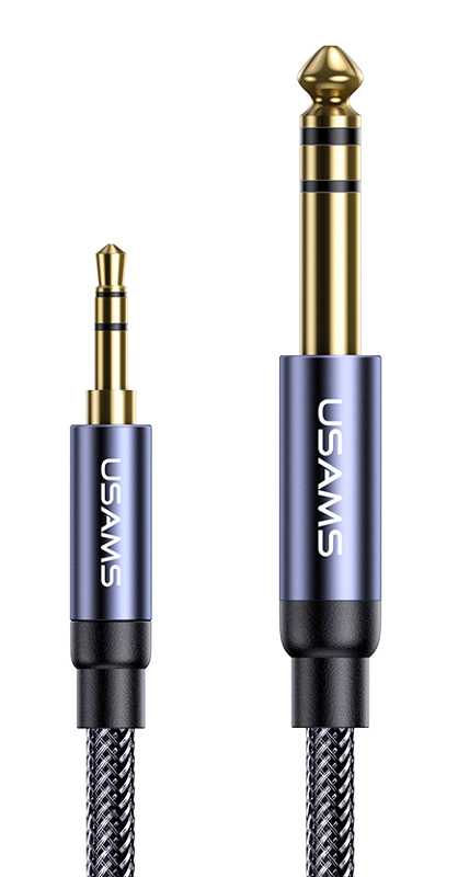 USAMS καλώδιο 3.5mm σε 6.35mm US-SJ539, gold-plated, 1.2m, μπλε - USAMS 98134