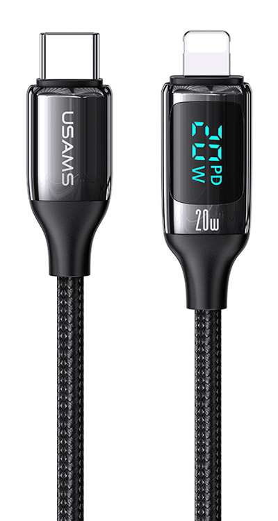 USAMS καλώδιο Lightning σε USB-C US-SJ545, 20W PD, 1.2m, μαύρο - USAMS 104647