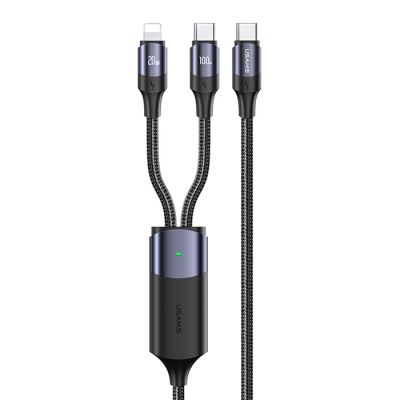 USAMS καλώδιο USB-C σε USB-C & Lightning US-SJ550, PD 100W, 1.2m, μαύρο - USAMS 99389