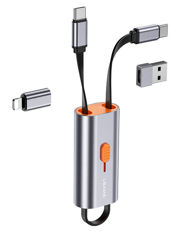 USAMS αντάπτορας USB-C σε USB-C/USB/Lightning SJ560, 60W PD, 0.3m, γκρι - USAMS 99391