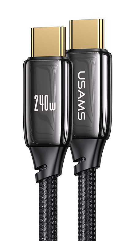 USAMS καλώδιο USB-C σε USB-C US-SJ580, 240W PD 3.1, 480Mbps, 1.2m, μαύρο - USAMS 114225