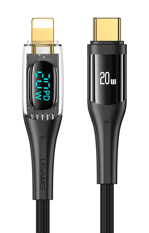 USAMS καλώδιο Lightning σε USB-C US-SJ588, 20W, 480Mbps, 1.2m, μαύρο - USAMS 114221