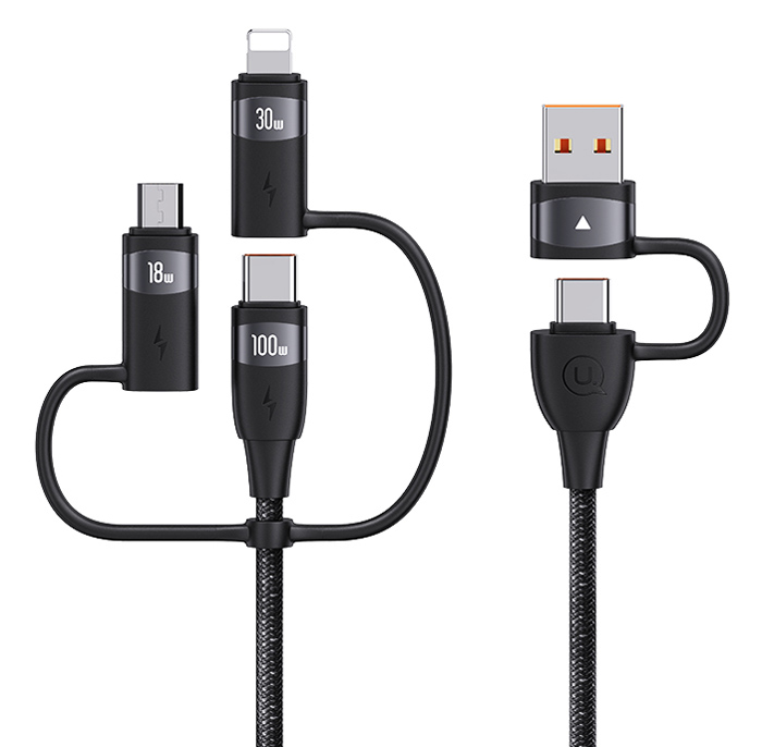 USAMS καλώδιο USB/USB-C σε 3 in 1 US-SJ646, PD 100W, 2m, μαύρο - USAMS 111702