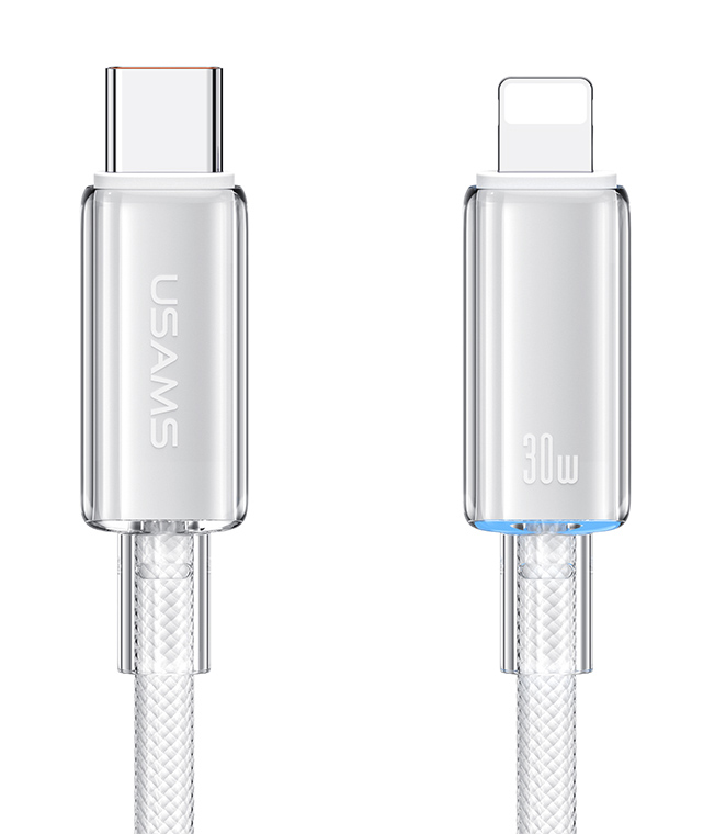 USAMS καλώδιο Lightning σε USB-C US-SJ659, 30W, 480Mbps, 1.2m, λευκό - USAMS 114216