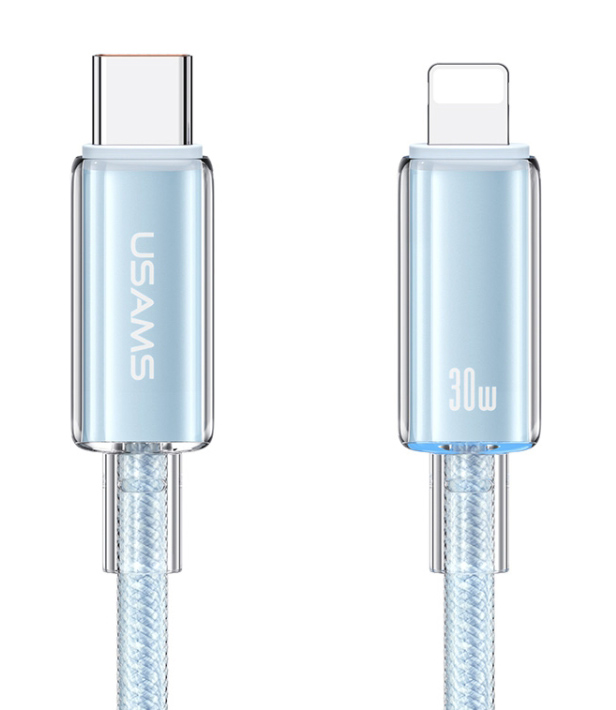 USAMS καλώδιο Lightning σε USB-C US-SJ659, 30W, 480Mbps, 1.2m, μπλε - USAMS 114217