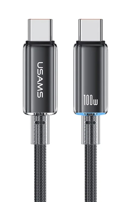 USAMS καλώδιο USB-C σε USB-C US-SJ660, 100W, 480Mbps, 1.2m, μαύρο - USAMS 114218