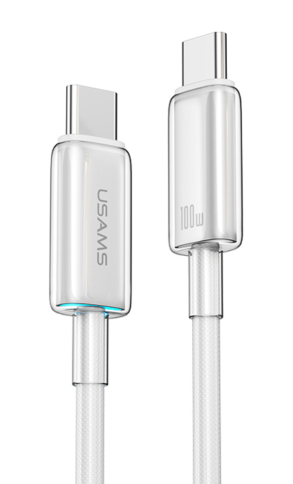 USAMS καλώδιο USB-C σε USB-C US-SJ660, 100W, 480Mbps, 1.2m, λευκό - USAMS 114219