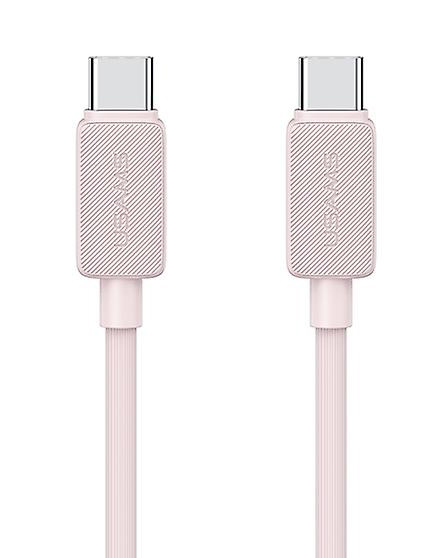 USAMS καλώδιο USB-C σε USB-C US-SJ691, 60W, 480Mbps, 1m, ροζ - USAMS 114187