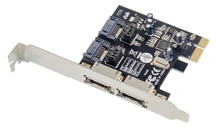 POWERTECH κάρτα επέκτασης PCIe σε 2x SATA ST51, ASM1061, low profile - POWERTECH 83170