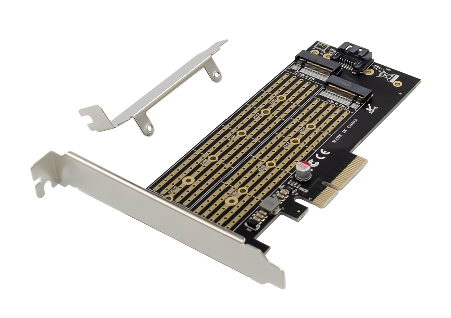 POWERTECH κάρτα επέκτασης 4x PCIe σε M.2 B & M Key NVMe ST531 - POWERTECH 88218
