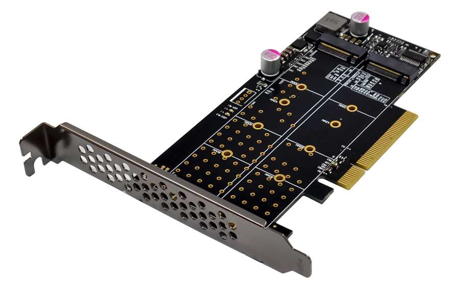 POWERTECH κάρτα επέκτασης PCIe x8 σε 2x M.2 M Key NVMe ST573 - POWERTECH 107562