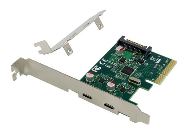 POWERTECH κάρτα επέκτασης PCIe σε 2x USB-C ST614, ASM1142 - POWERTECH 103273