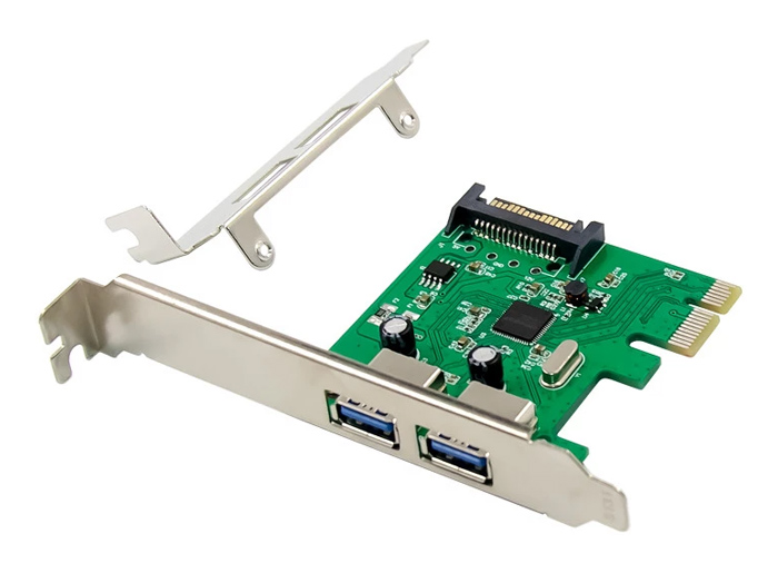 POWERTECH κάρτα επέκτασης PCIe σε 2x USB 3.0 ST624, ASM1042 - POWERTECH 103274