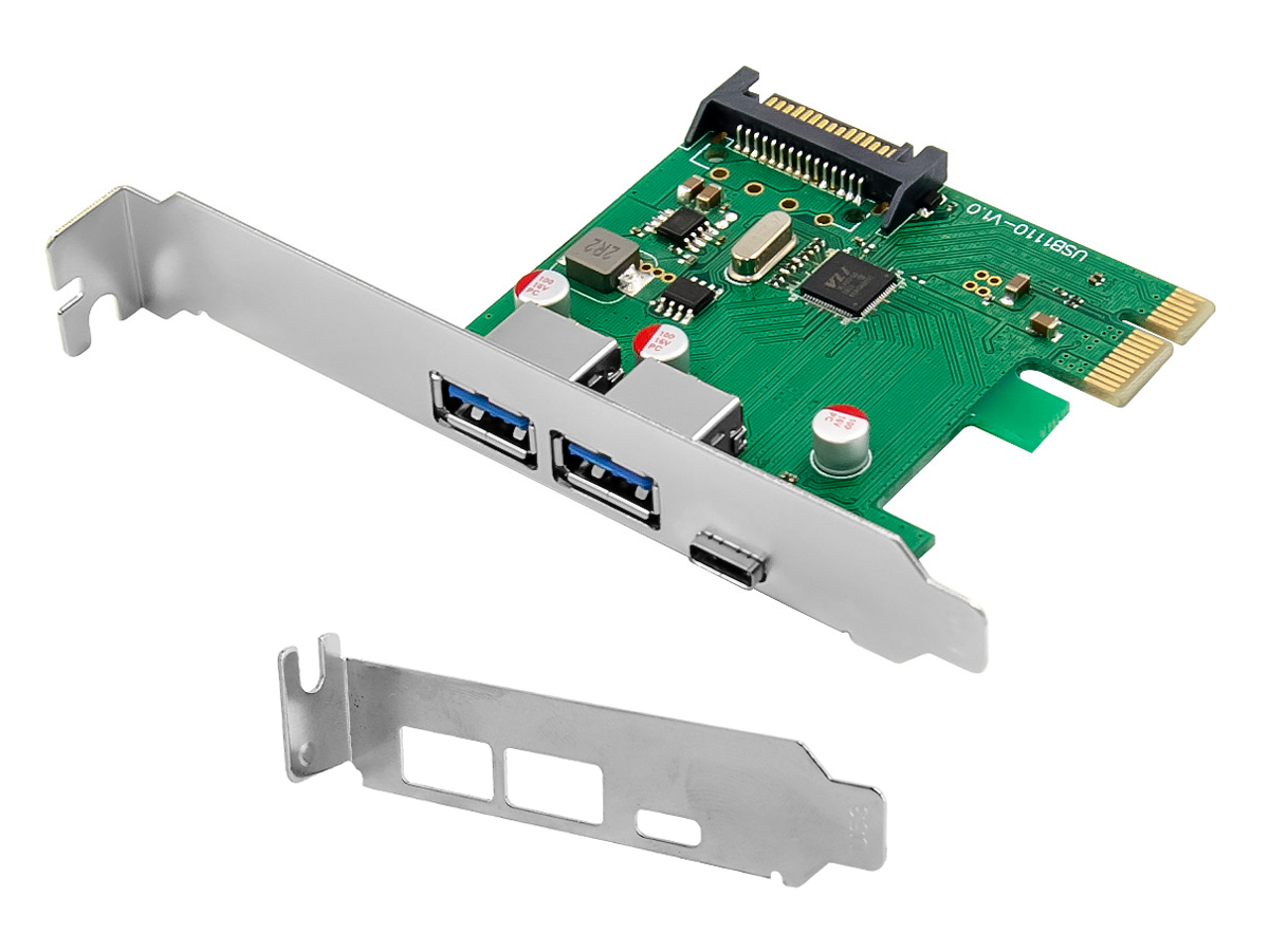 POWERTECH κάρτα επέκτασης PCIe σε 2x USB & 1x USB-C ST627, 5Gbps, 66x68mm - POWERTECH 118693