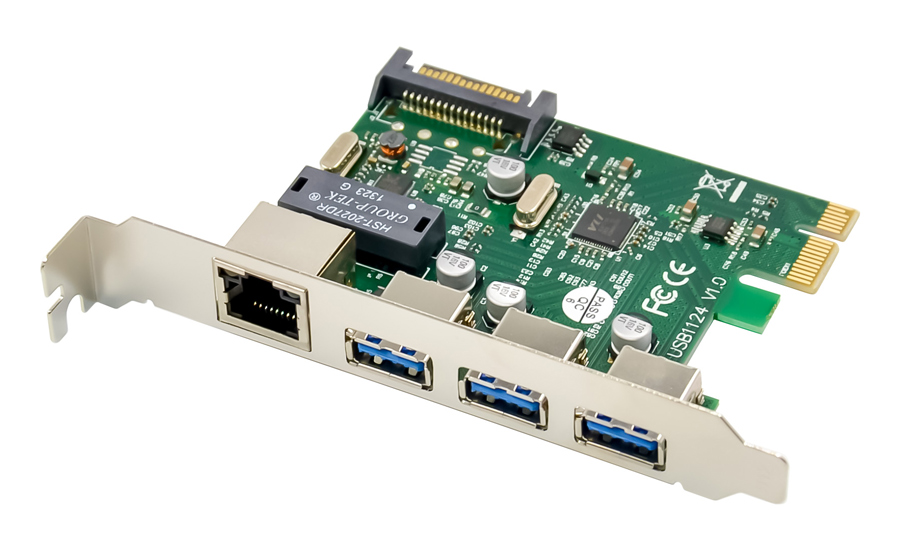 POWERTECH κάρτα επέκτασης PCIe σε USB 3.0 & GbE LAN ST642, VL805&RTL8153 - POWERTECH 99243